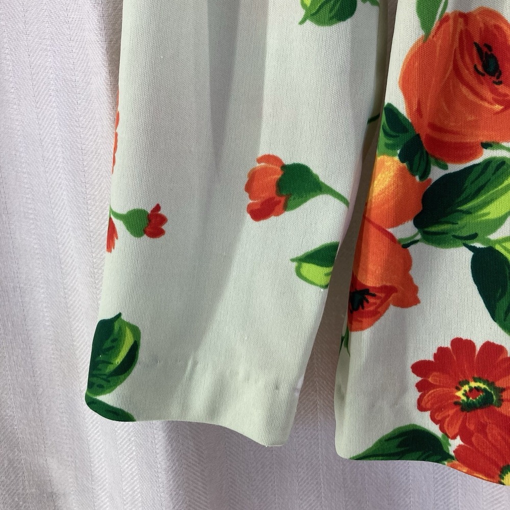 Vintage‎ Joseph Magnin 70s Floral Green Orange Top - Picture 3 of 6